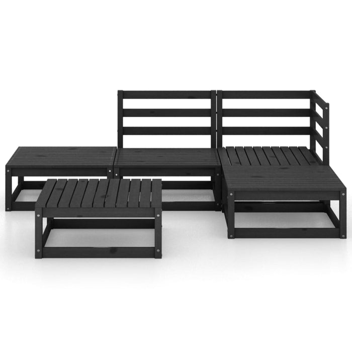 Set mobilier de grădină, 5 piese, negru, lemn masiv de pin WALTI