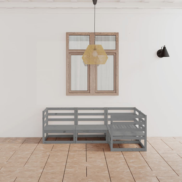 Set mobilier de grădină, 4 piese, gri, lemn masiv de pin WALTI