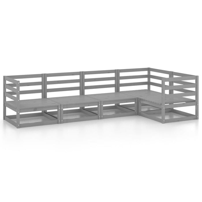 Set mobilier de grădină, 5 piese, gri, lemn masiv de pin WALTI