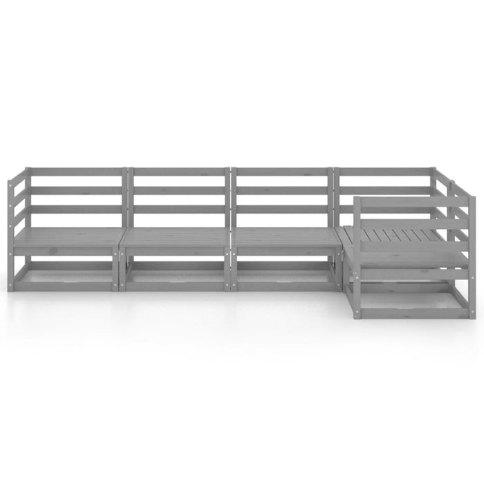 Set mobilier de grădină, 5 piese, gri, lemn masiv de pin WALTI
