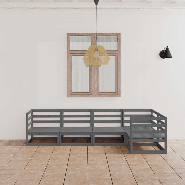 Set mobilier de grădină, 5 piese, gri, lemn masiv de pin WALTI