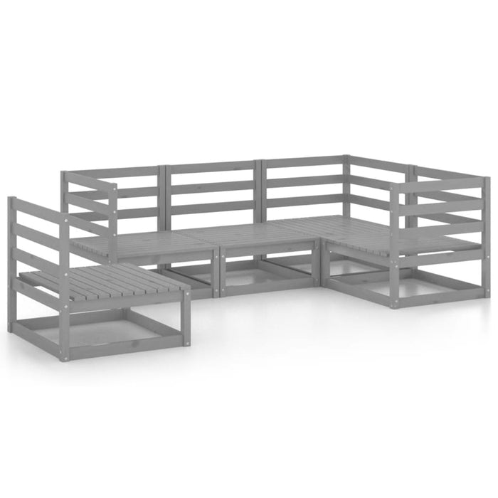 Set mobilier de grădină, 5 piese, gri, lemn masiv de pin WALTI
