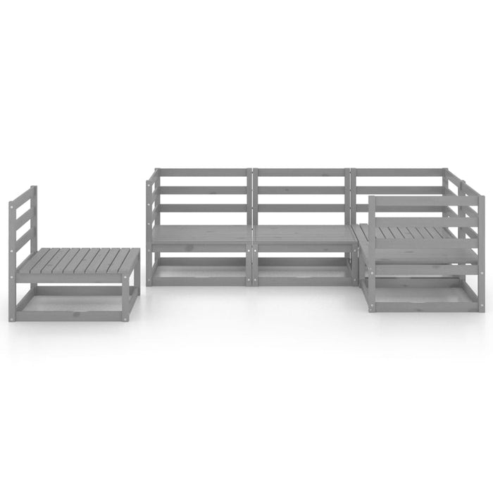Set mobilier de grădină, 5 piese, gri, lemn masiv de pin WALTI