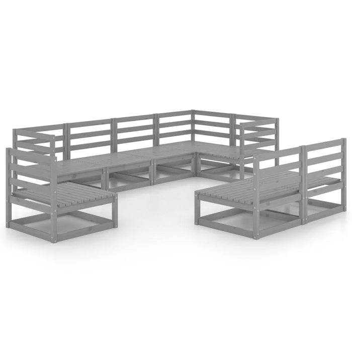 Set mobilier de grădină, 8 piese, gri, lemn masiv de pin WALTI