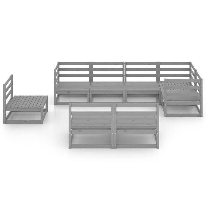 Set mobilier de grădină, 8 piese, gri, lemn masiv de pin WALTI