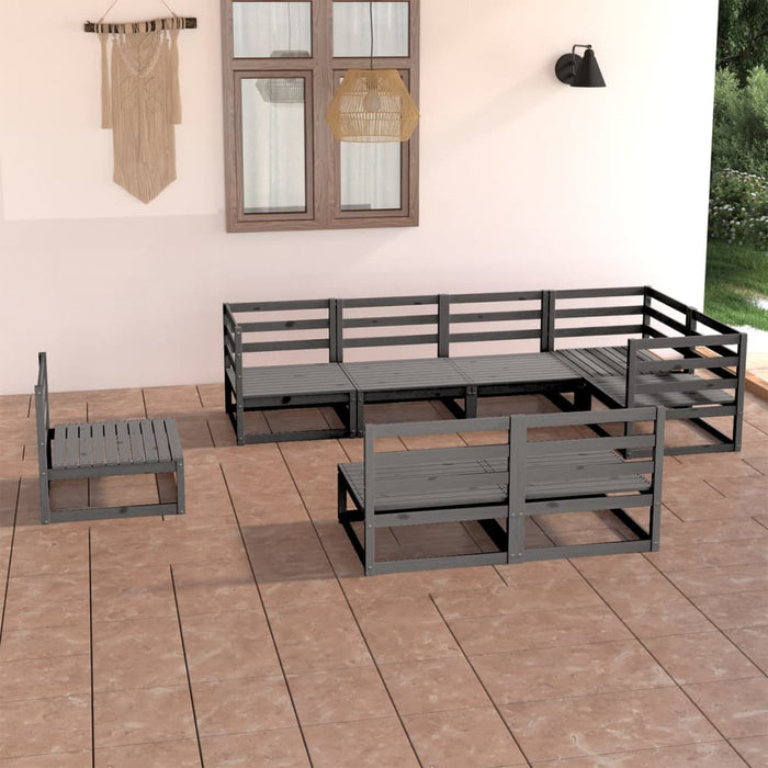 Set mobilier de grădină, 8 piese, gri, lemn masiv de pin WALTI