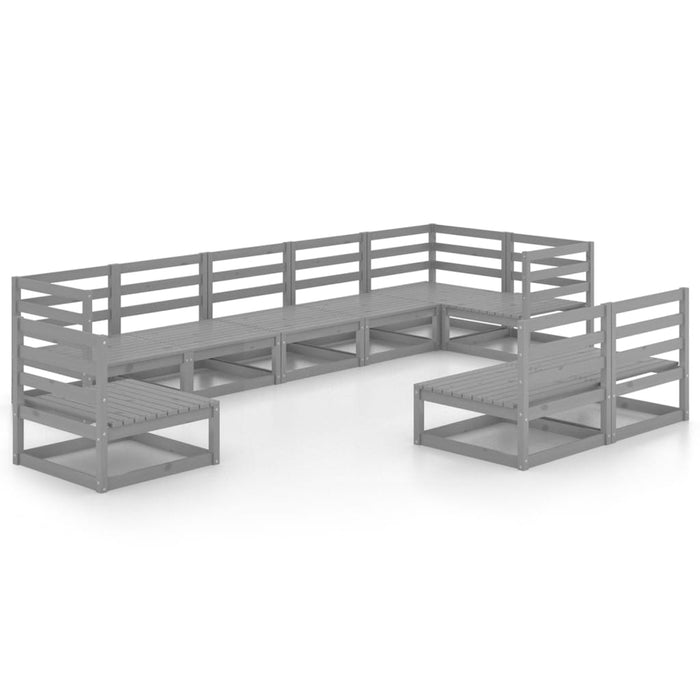 Set mobilier de grădină, 9 piese, gri, lemn masiv de pin WALTI