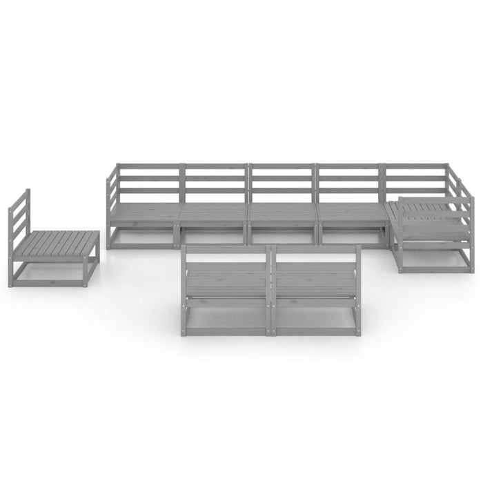 Set mobilier de grădină, 9 piese, gri, lemn masiv de pin WALTI
