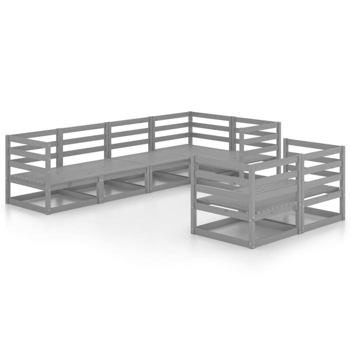 Set mobilier de grădină, 7 piese, gri, lemn masiv de pin WALTI