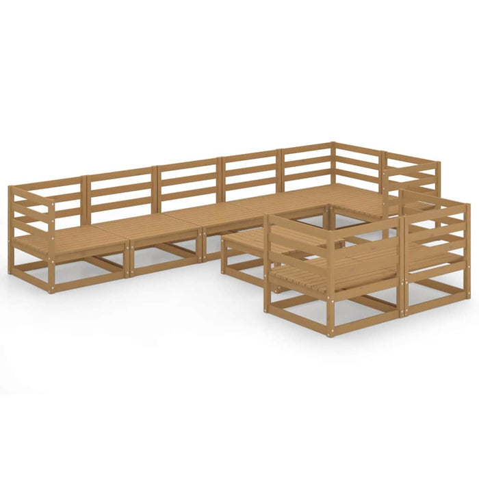 Set mobilier de grădină, 9 piese, maro miere, lemn masiv de pin WALTI