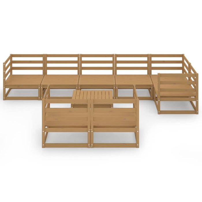 Set mobilier de grădină, 9 piese, maro miere, lemn masiv de pin WALTI