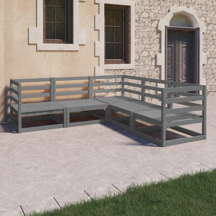Set mobilier de grădină, 5 piese, gri, lemn masiv de pin - WALTI WALTI