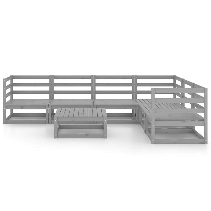 Set mobilier de grădină, 7 piese, gri, lemn masiv de pin WALTI