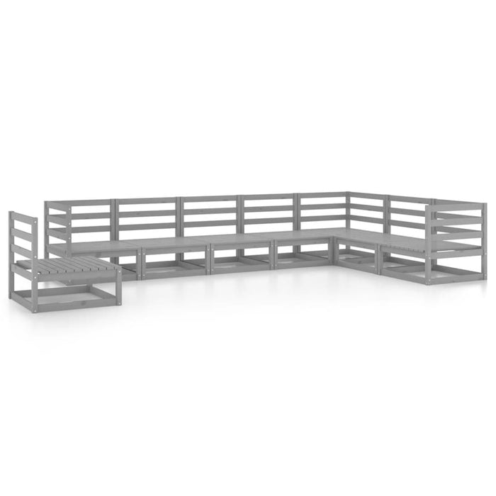 Set mobilier de grădină, 8 piese, gri, lemn masiv de pin WALTI