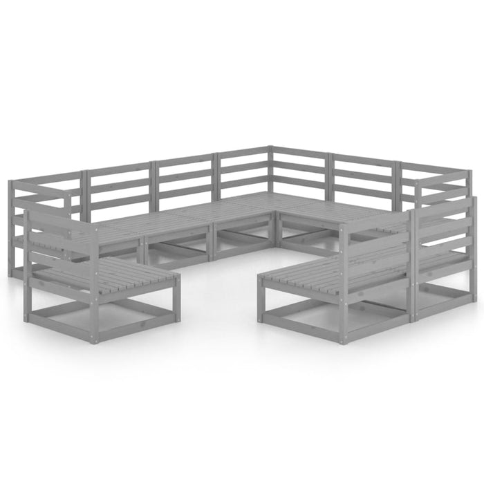 Set mobilier de grădină, 9 piese, gri, lemn masiv de pin WALTI