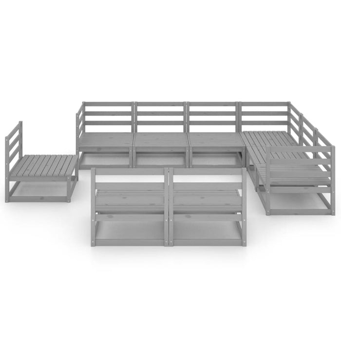 Set mobilier de grădină, 9 piese, gri, lemn masiv de pin WALTI