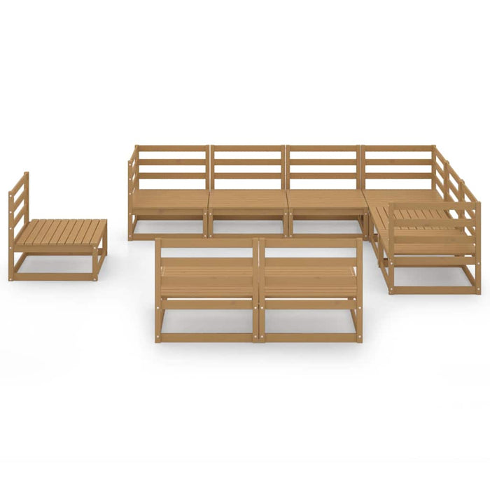 Set mobilier de grădină, 9 piese, maro miere, lemn masiv de pin WALTI