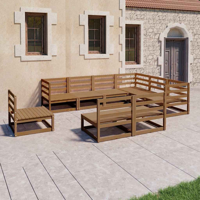 Set mobilier de grădină, 9 piese, maro miere, lemn masiv de pin WALTI
