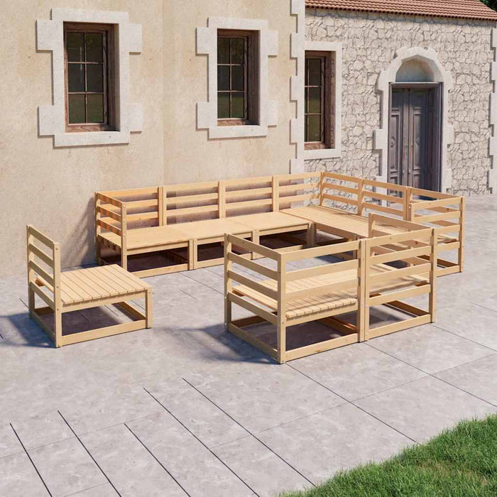 Set mobilier de grădină, 9 piese, lemn masiv de pin WALTI