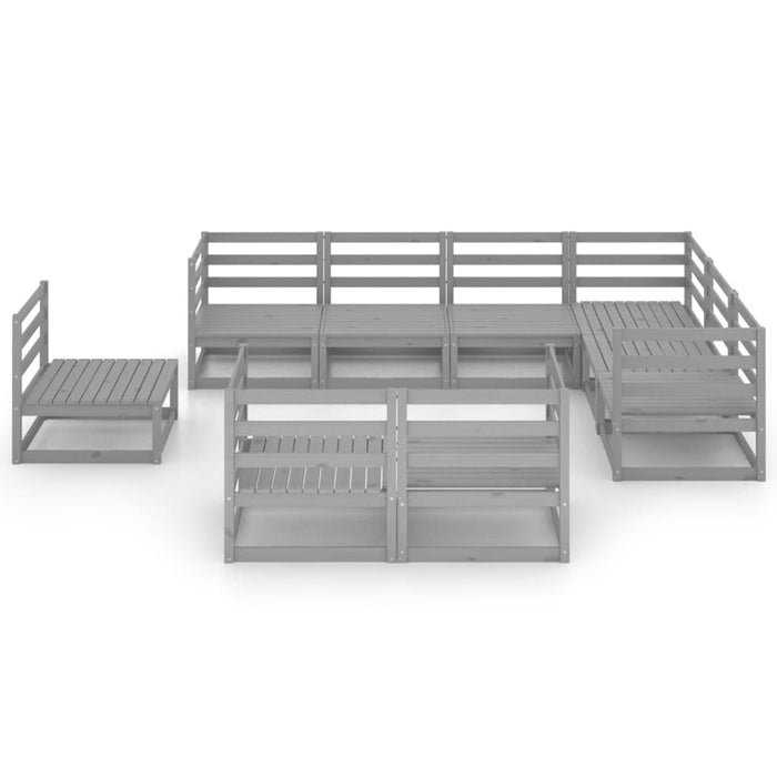 Set mobilier de grădină, 9 piese, gri, lemn masiv de pin WALTI