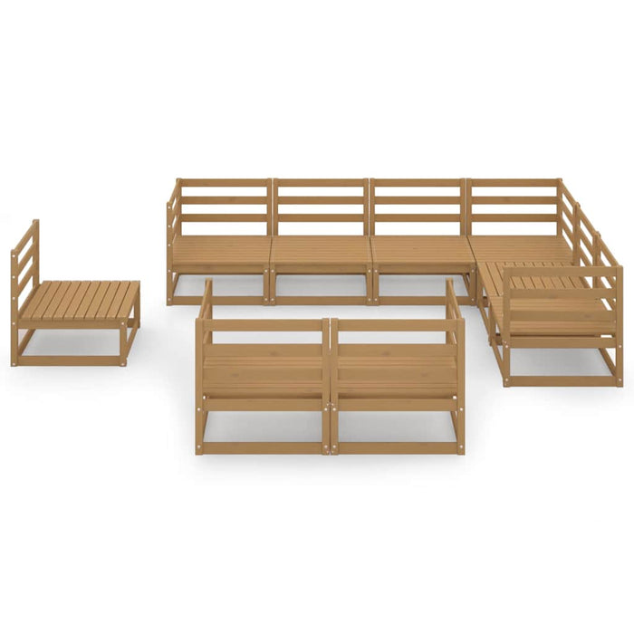 Set mobilier de grădină, 9 piese, maro miere, lemn masiv pin WALTI
