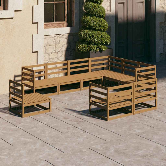 Set mobilier de grădină, 9 piese, maro miere, lemn masiv pin WALTI