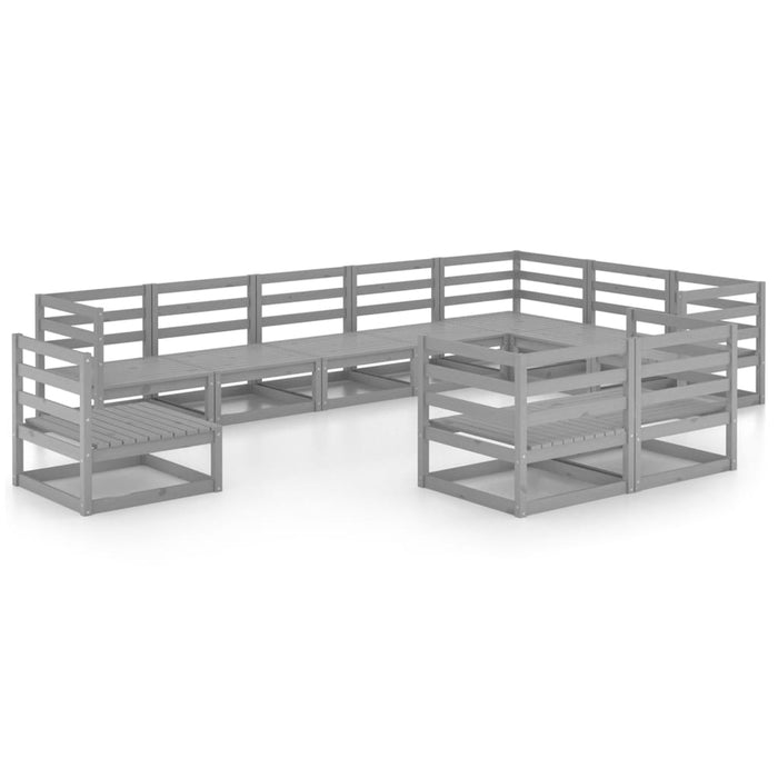 Set mobilier de grădină, 10 piese, gri, lemn masiv de pin - WALTI WALTI