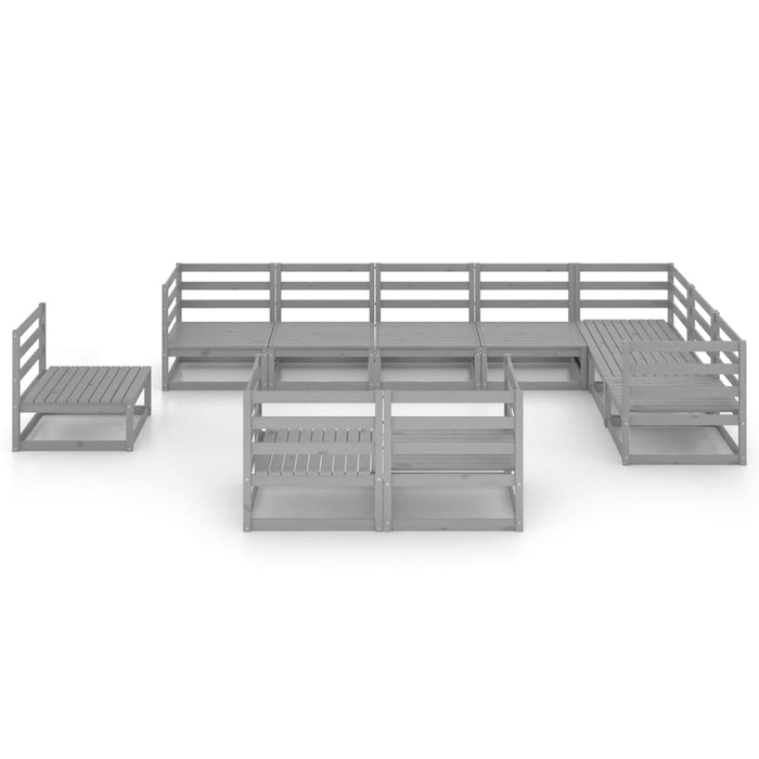 Set mobilier de grădină, 10 piese, gri, lemn masiv de pin - WALTI WALTI