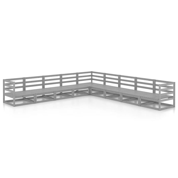 Set mobilier de grădină, 9 piese, gri, lemn masiv de pin WALTI