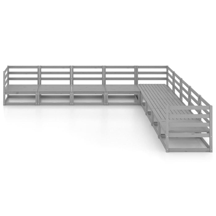 Set mobilier de grădină, 9 piese, gri, lemn masiv de pin WALTI