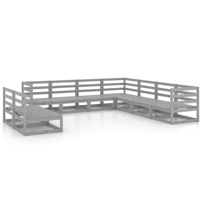 Set mobilier de grădină, 9 piese, gri, lemn masiv de pin WALTI
