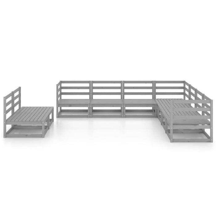 Set mobilier de grădină, 9 piese, gri, lemn masiv de pin WALTI