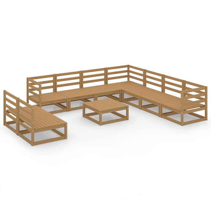 Set mobilier de grădină, 10 piese, maro miere, lemn masiv pin WALTI