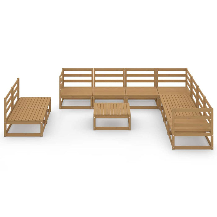 Set mobilier de grădină, 10 piese, maro miere, lemn masiv pin WALTI