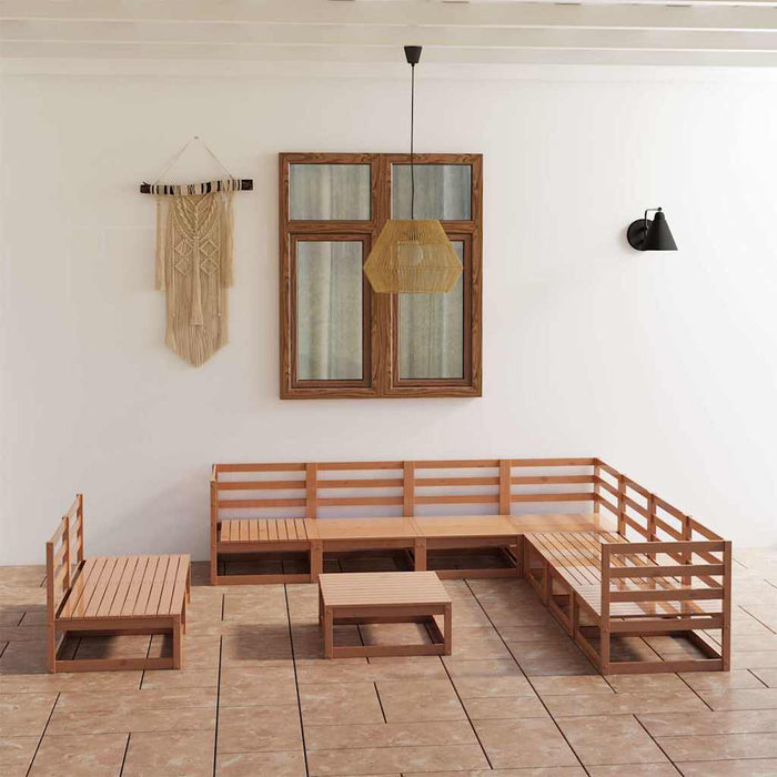 Set mobilier de grădină, 10 piese, maro miere, lemn masiv pin WALTI