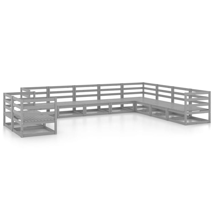 Set mobilier de grădină, 10 piese, gri, lemn masiv de pin WALTI