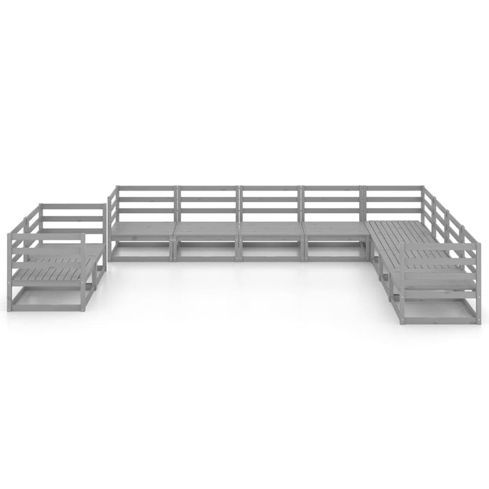 Set mobilier de grădină, 10 piese, gri, lemn masiv de pin WALTI
