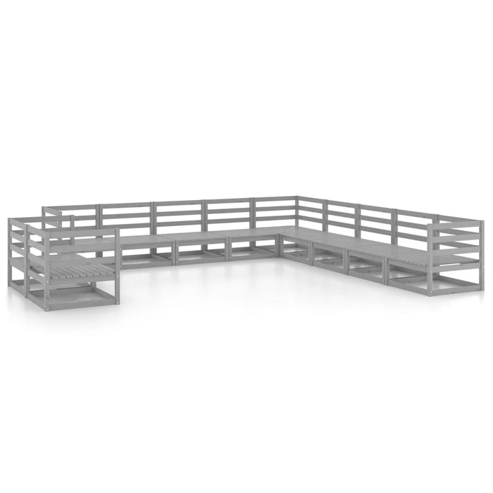 Set mobilier de grădină, 11 piese, gri, lemn masiv de pin WALTI