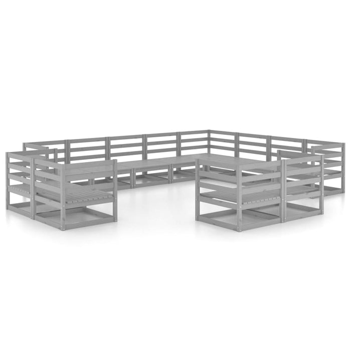 Set mobilier de grădină, 12 piese, gri, lemn masiv de pin - WALTI WALTI