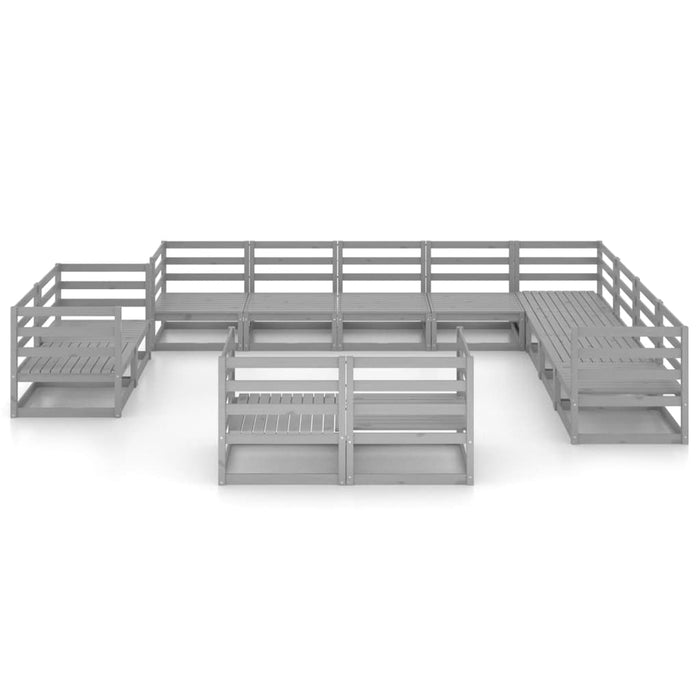 Set mobilier de grădină, 12 piese, gri, lemn masiv de pin - WALTI WALTI