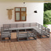 Set mobilier de grădină, 12 piese, gri, lemn masiv de pin - WALTI WALTI