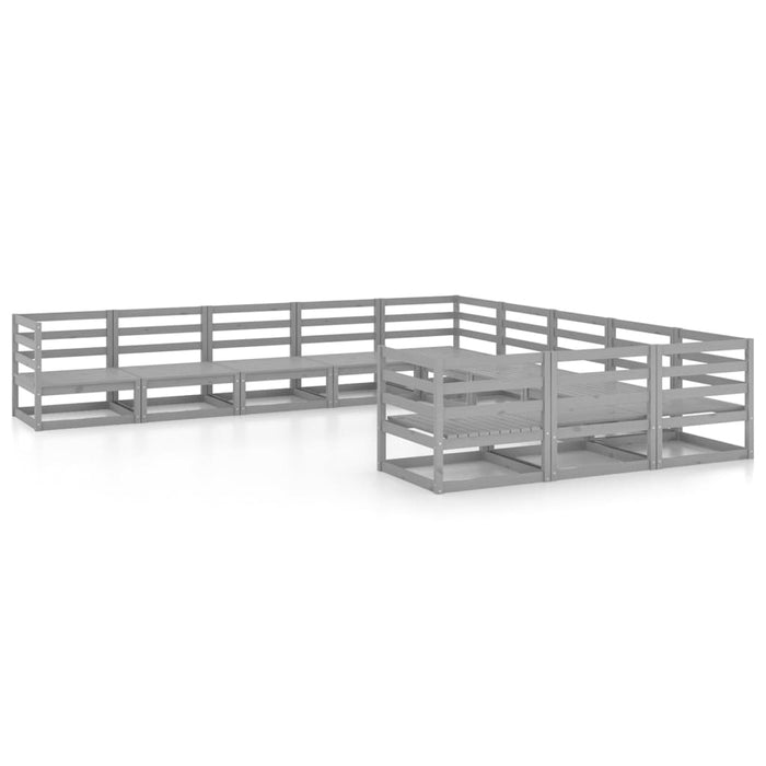 Set mobilier de grădină, 11 piese, gri, lemn masiv de pin - WALTI WALTI