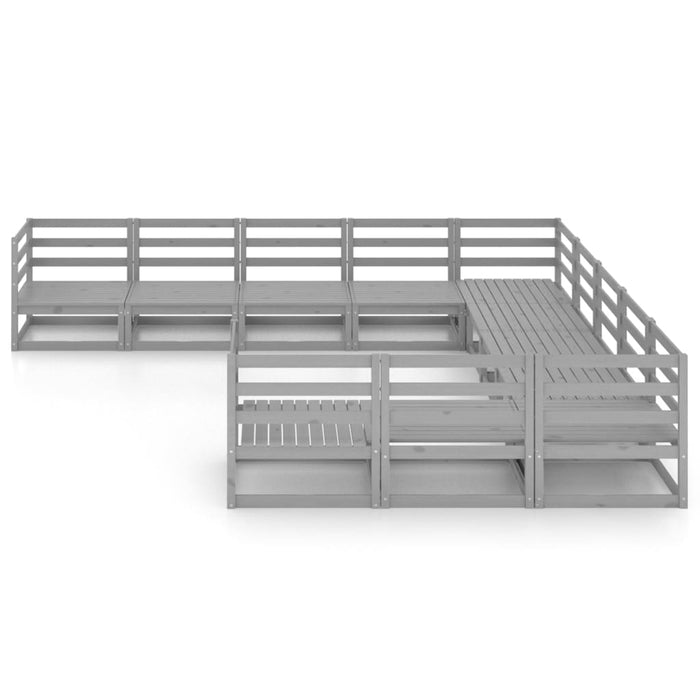 Set mobilier de grădină, 11 piese, gri, lemn masiv de pin - WALTI WALTI