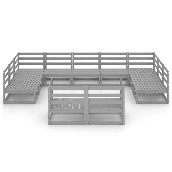 Set mobilier de grădină, 11 piese, gri, lemn masiv de pin WALTI