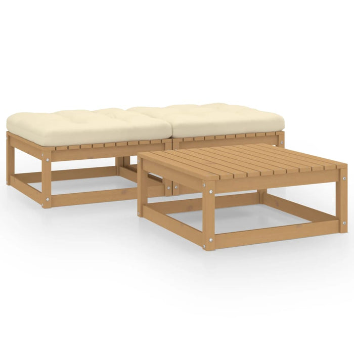 Set mobilier grădină cu perne, 3 piese, lemn masiv de pin WALTI