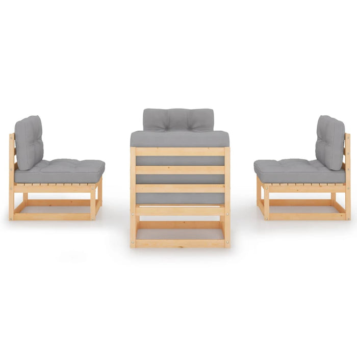 Set mobilier de grădină cu perne, 4 piese, lemn masiv de pin - WALTI WALTI