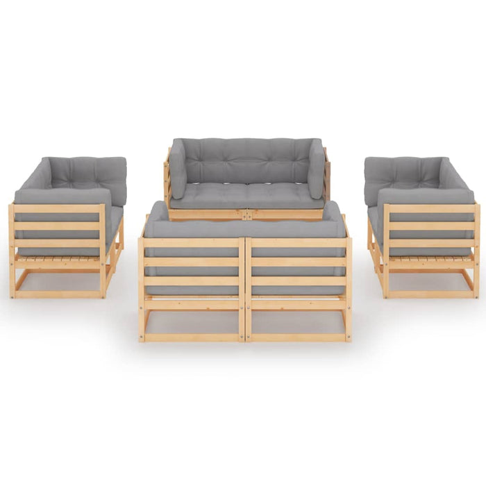Set mobilier de grădină cu perne, 8 piese, lemn masiv de pin WALTI