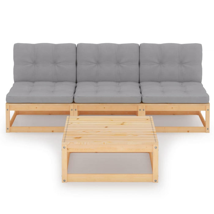 Set mobilier de grădină cu perne, 4 piese, lemn masiv de pin WALTI