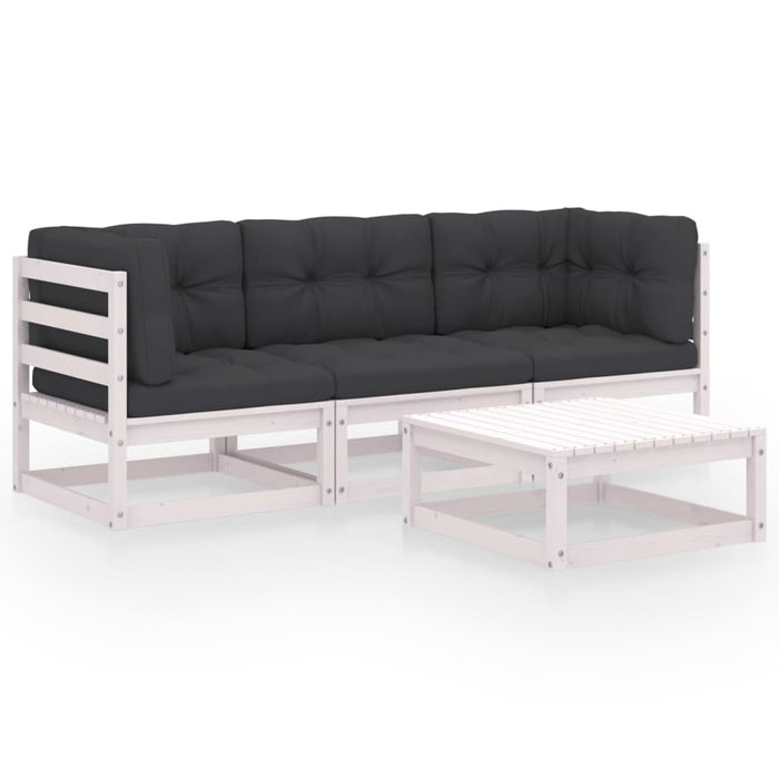 Set mobilier de grădină cu perne, 4 piese, lemn masiv de pin - WALTI WALTI