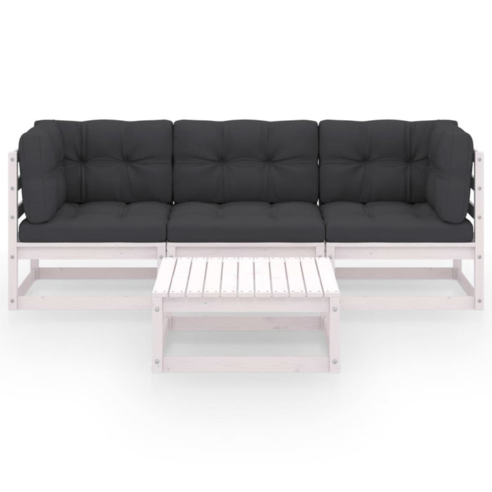 Set mobilier de grădină cu perne, 4 piese, lemn masiv de pin - WALTI WALTI